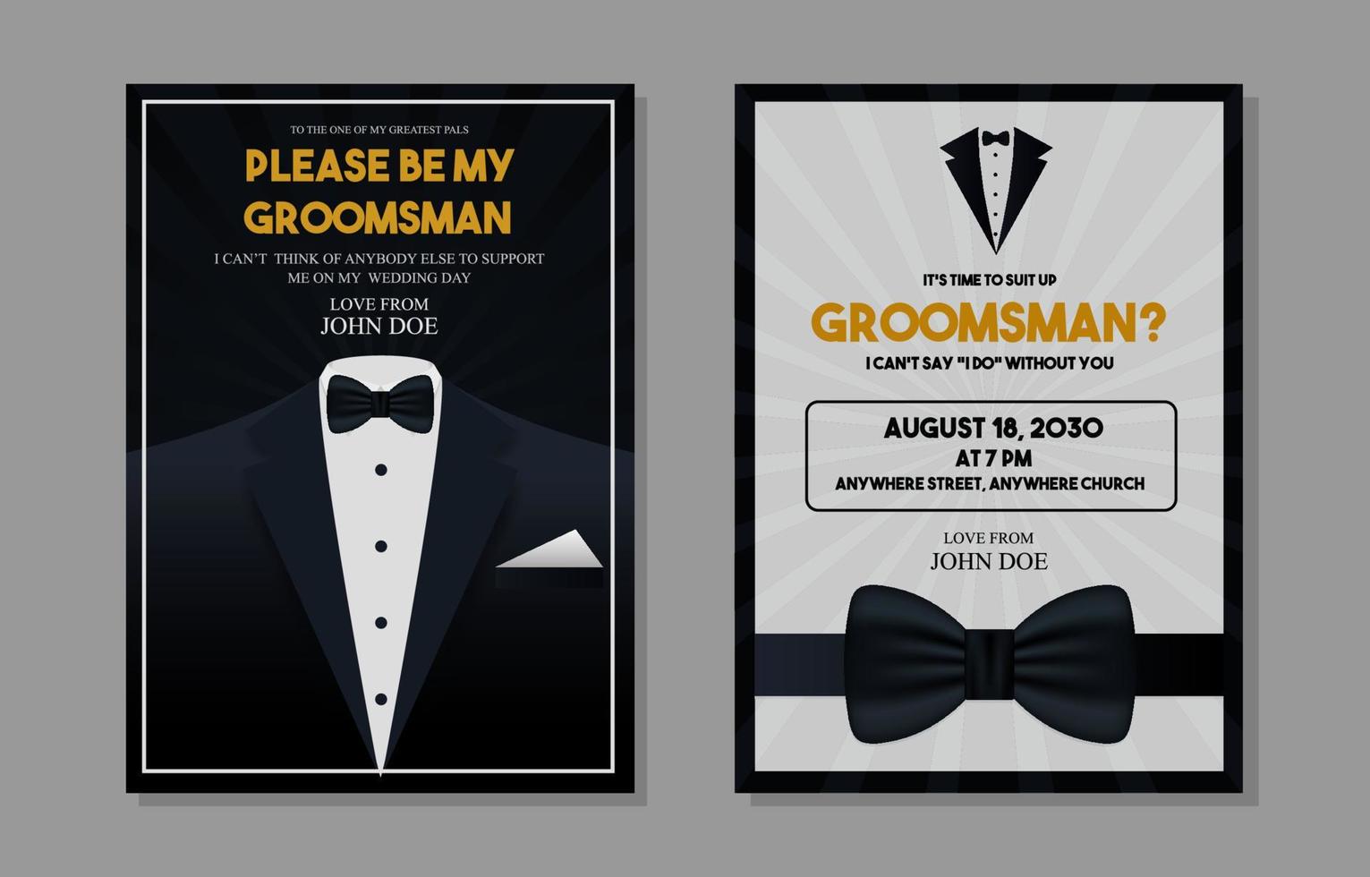 Be My Groomsman Card Design vector
