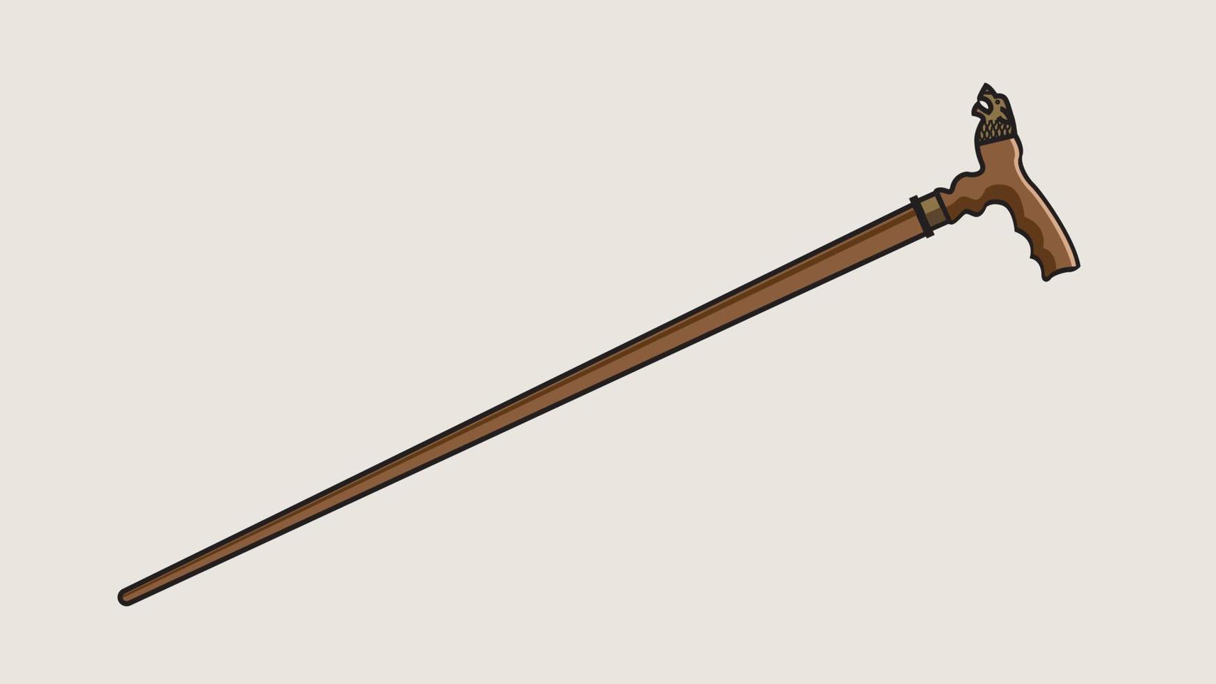 Walking stick with hand carved vector illustration