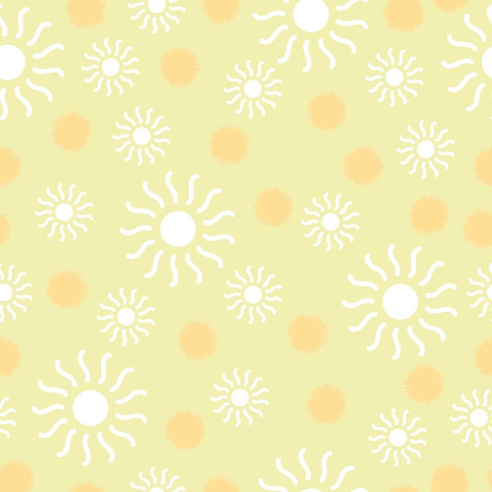 Hand drawn yellow and orange sunshine seamless pattern. Can be used for the background and wallpaper summer theme. vector