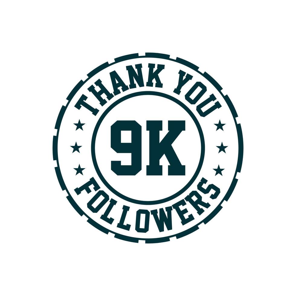 Thank you 9k Followers celebration, Greeting card for 9000 social followers. vector