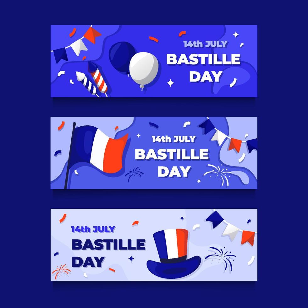Bastille Day Banner Collection vector