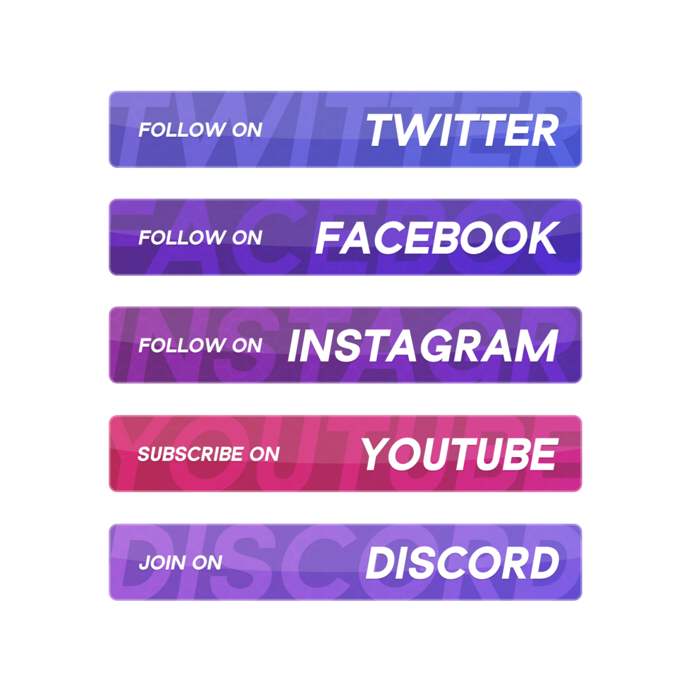 eleganti banner per follower sui social media per streamer e giocatori di twitch png