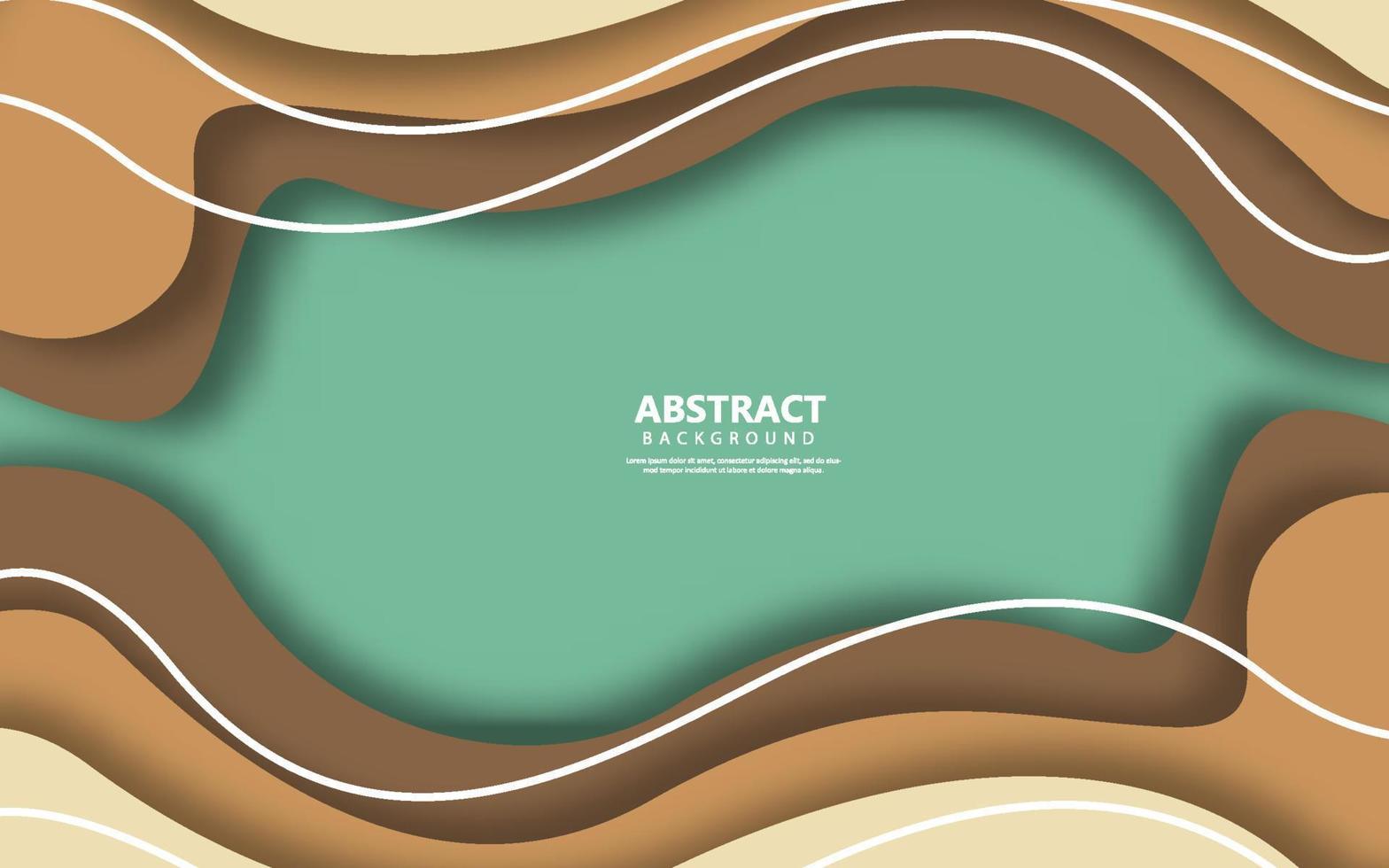 minimal green wave shape and cream papercut background vector