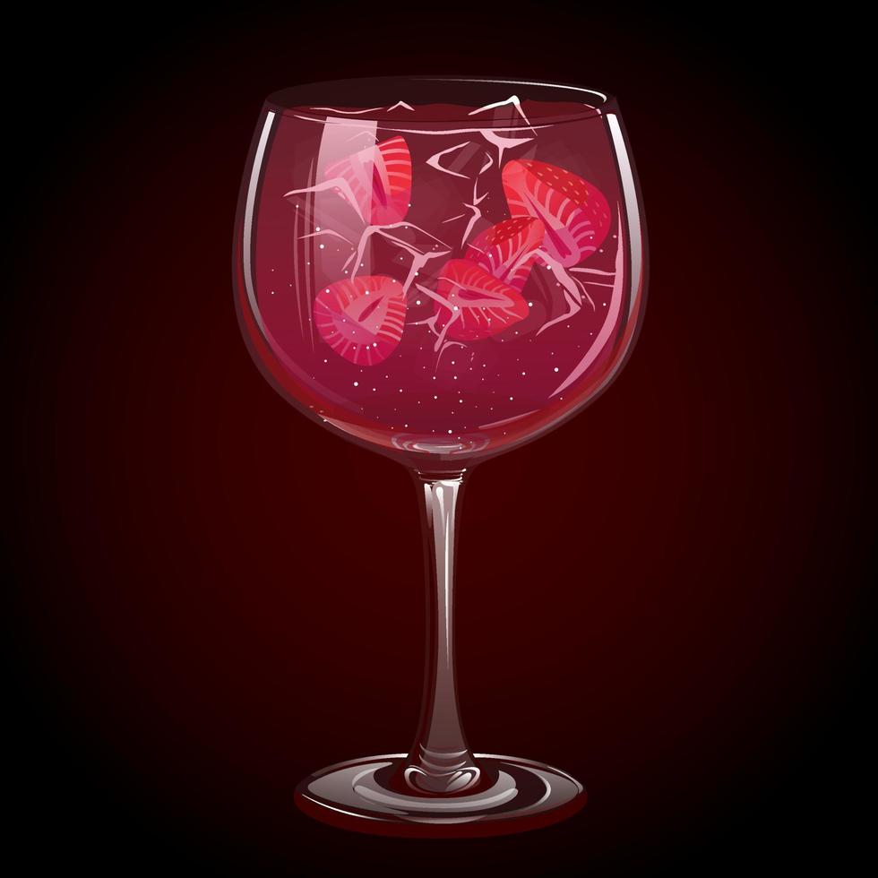 delicious red cocktail with strawberries vector