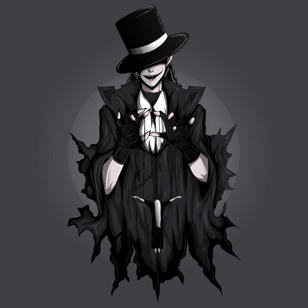 creepy puppeteer with elegant hat vector