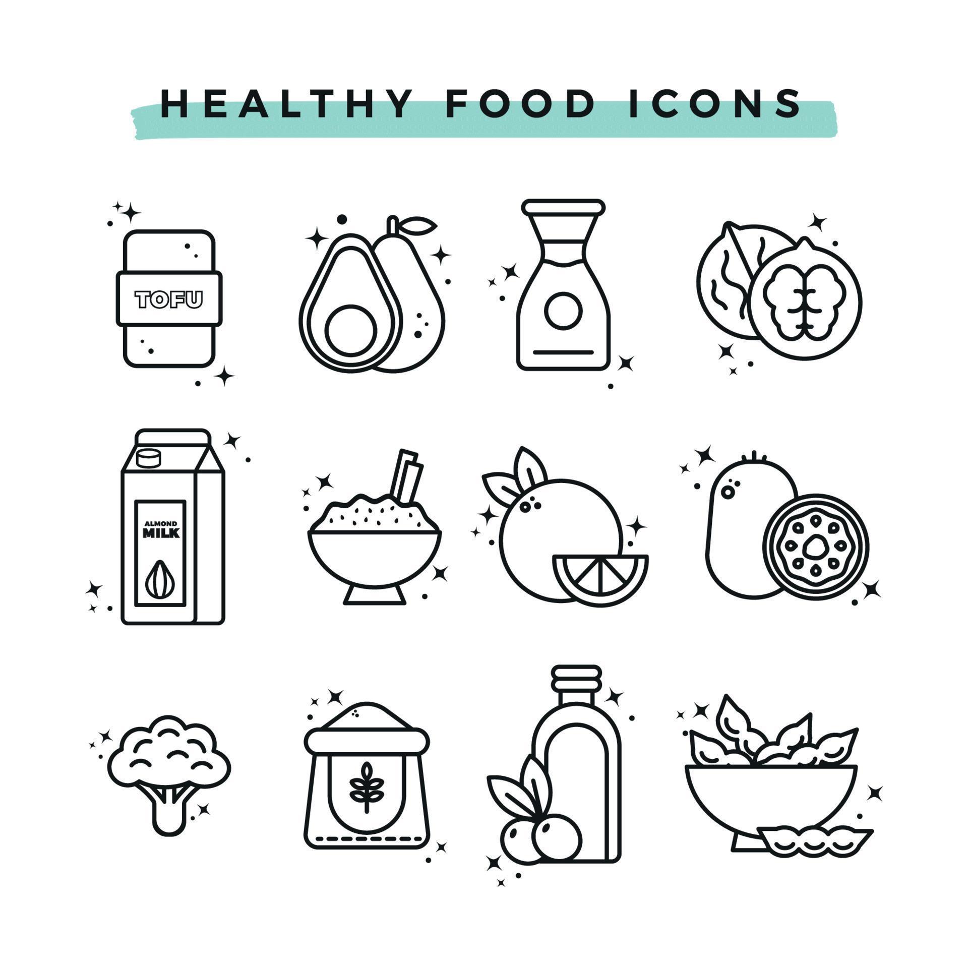 Healthy food line icon set 9648172 Vector Art at Vecteezy
