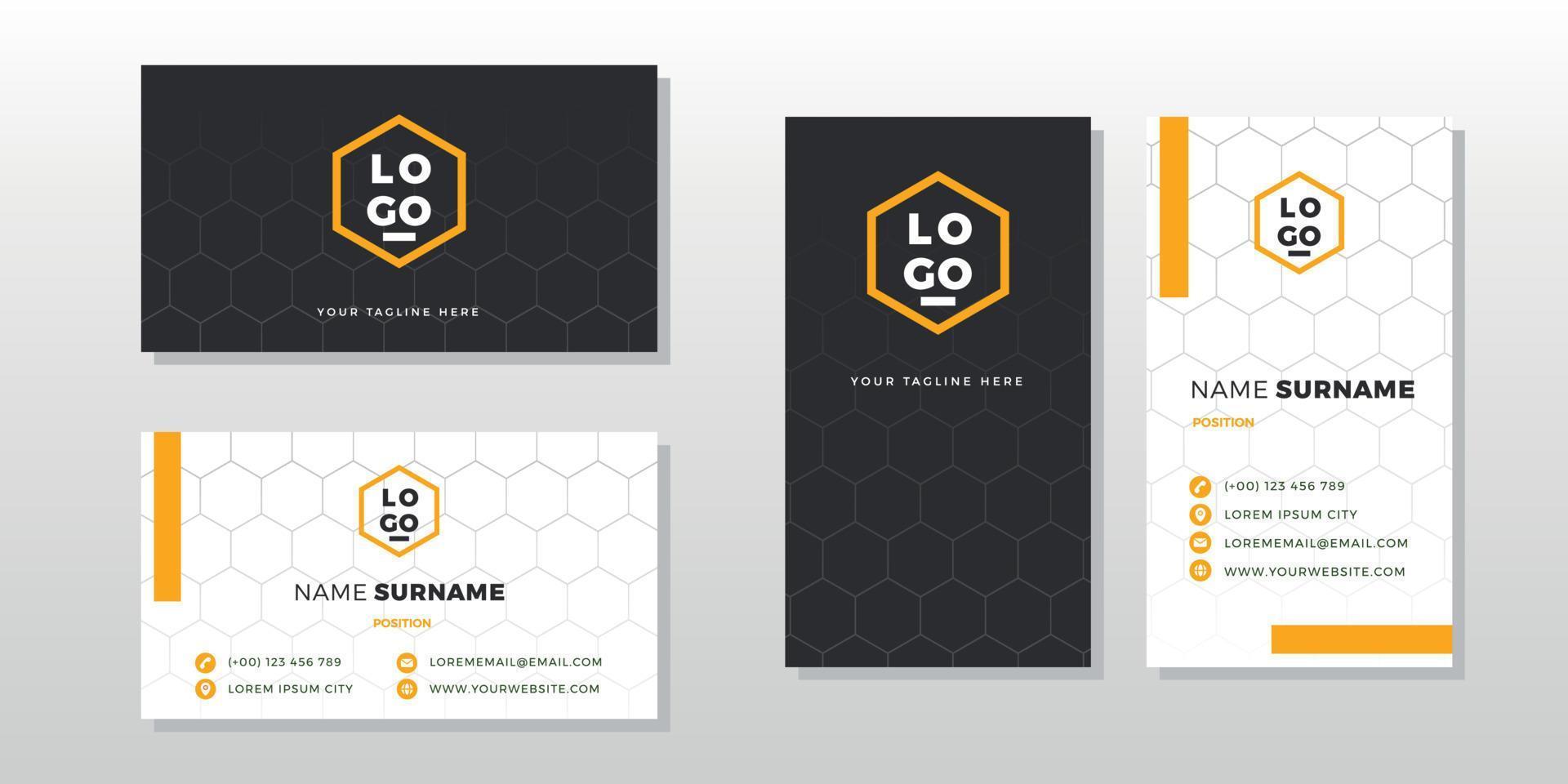 Minimal black and white business card design vector