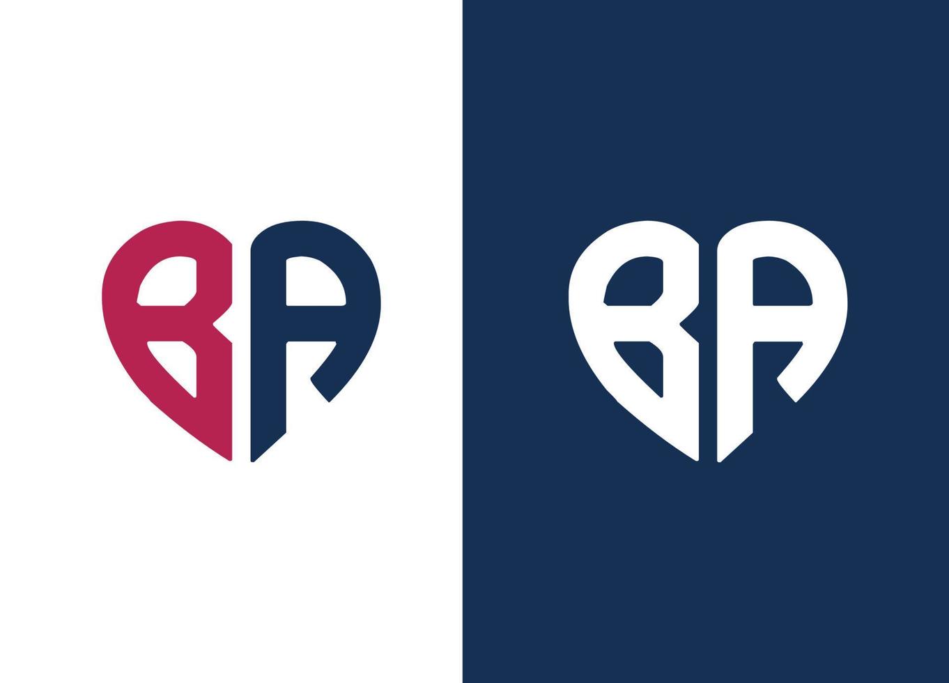 Monogram B A Heart style logo desing vector template