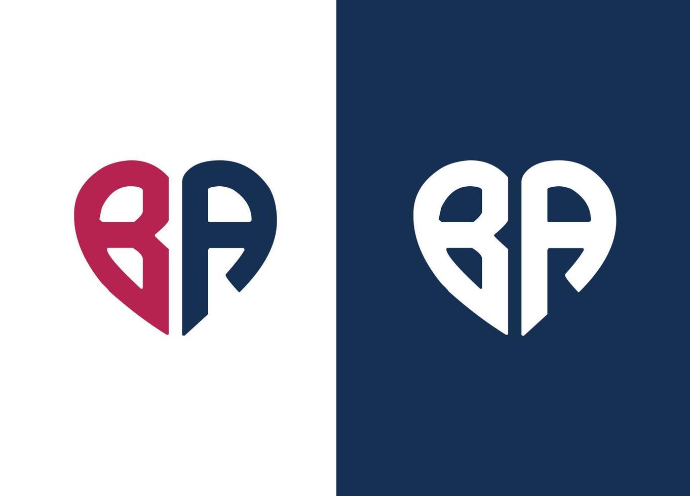 Monogram B A Heart style logo desing vector template