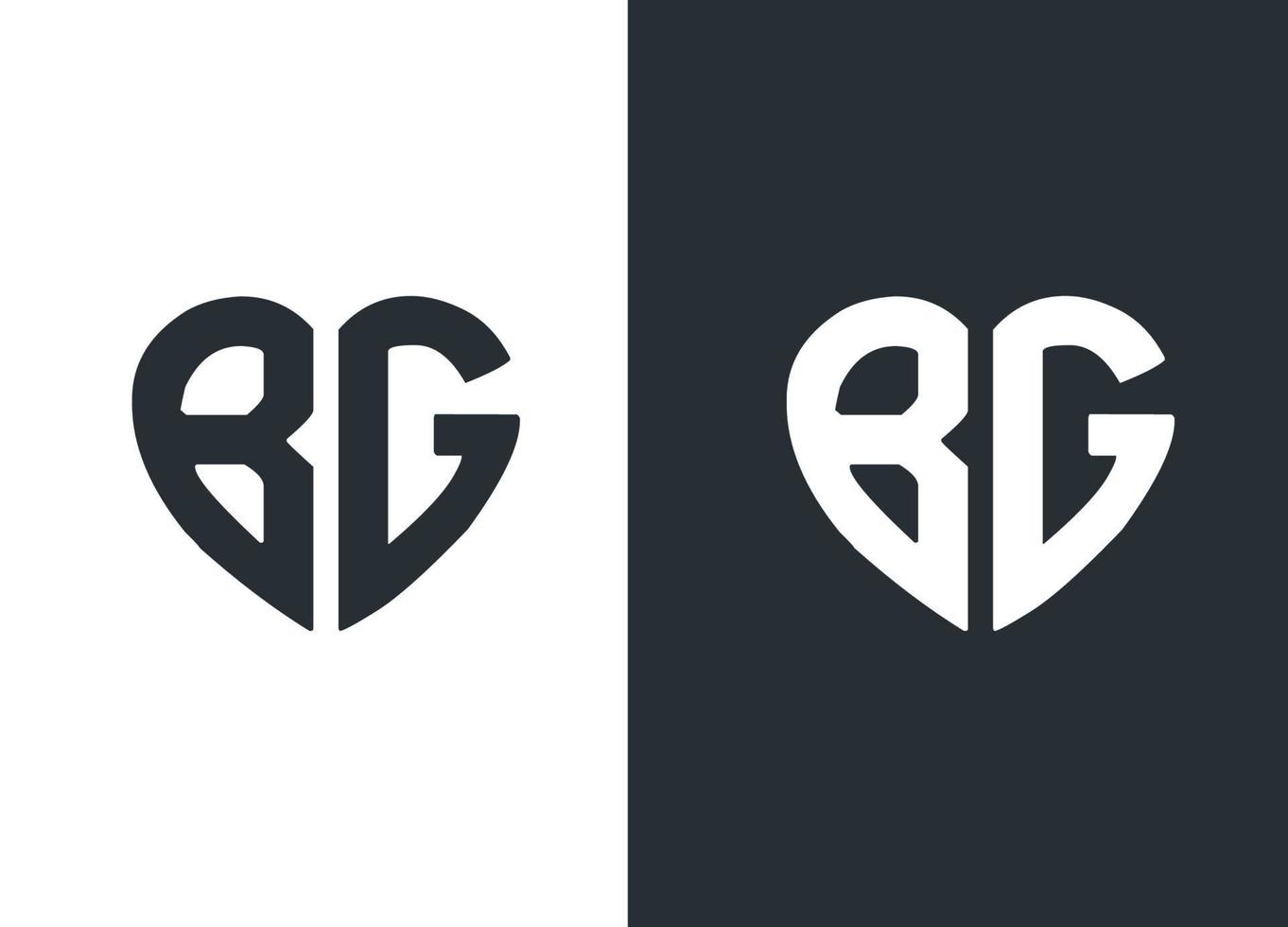 Monogram B G Heart style logo desing vector template