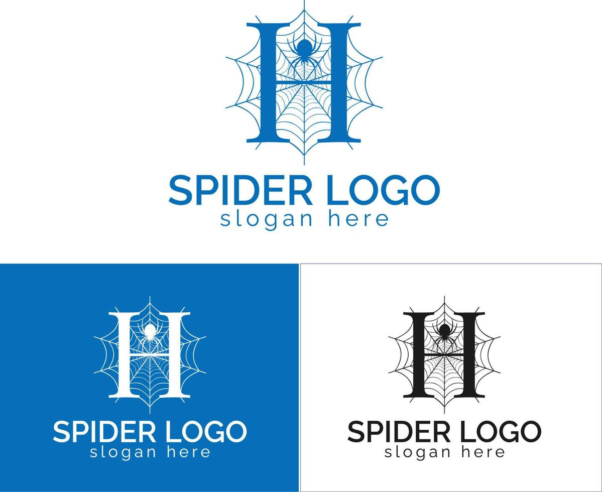 Letter R Spider web Logo design Vector template