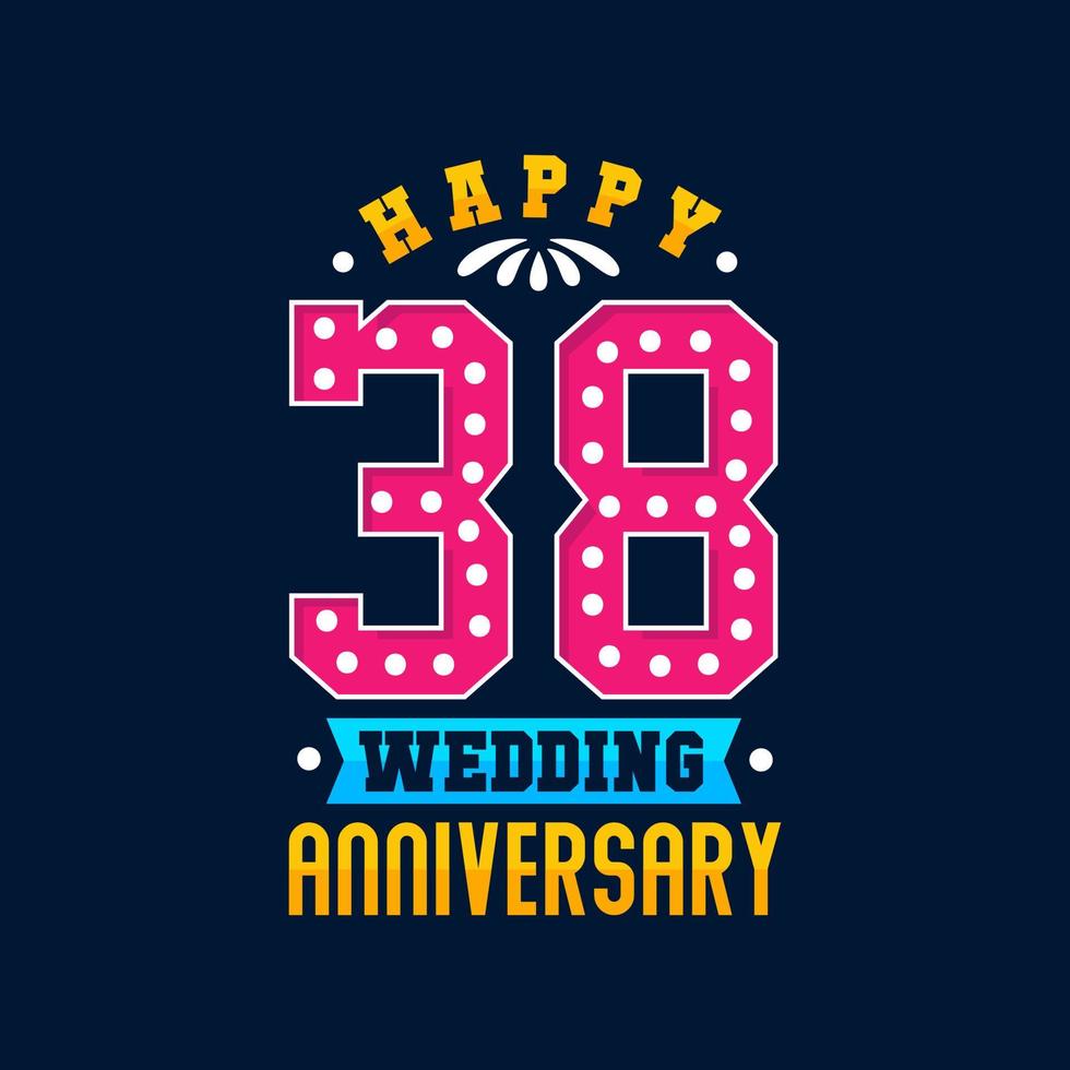 Happy 38th Wedding Anniversary celebration vector