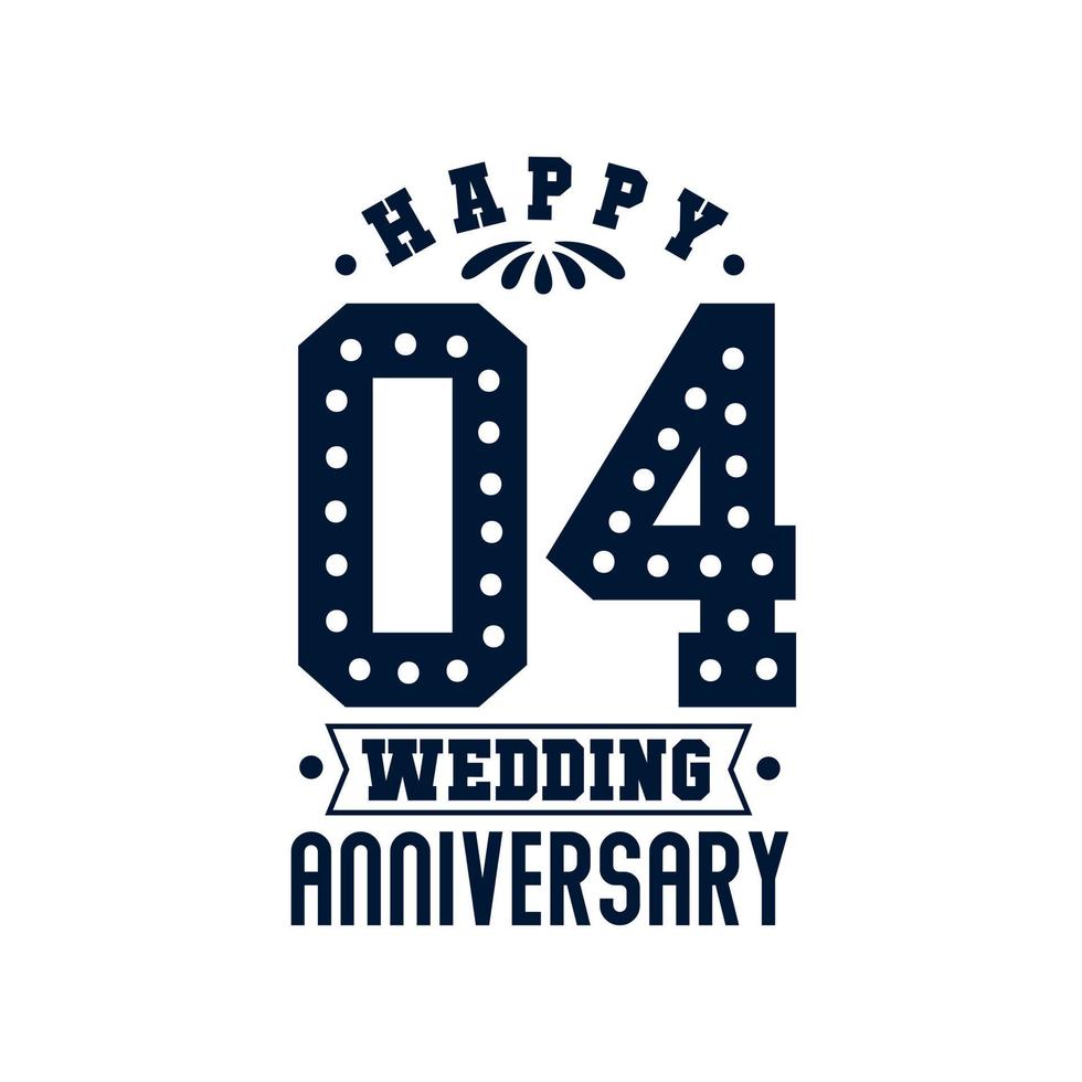 4 Anniversary celebration, Happy 4th Wedding Anniversary vector