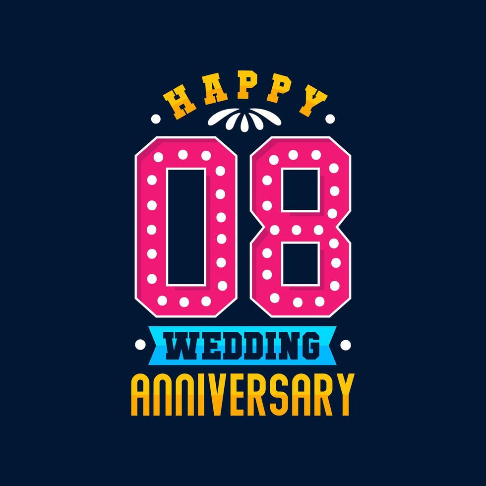 Happy 8th Wedding Anniversary celebration vector