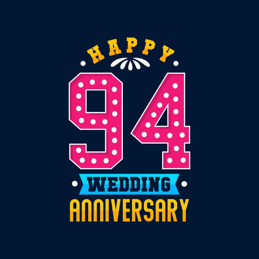 feliz celebración del 94 aniversario de bodas vector