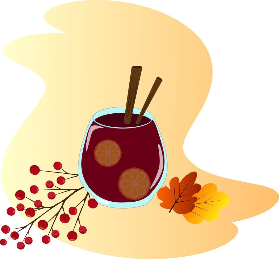 ilustración de otoño de vino caliente vector