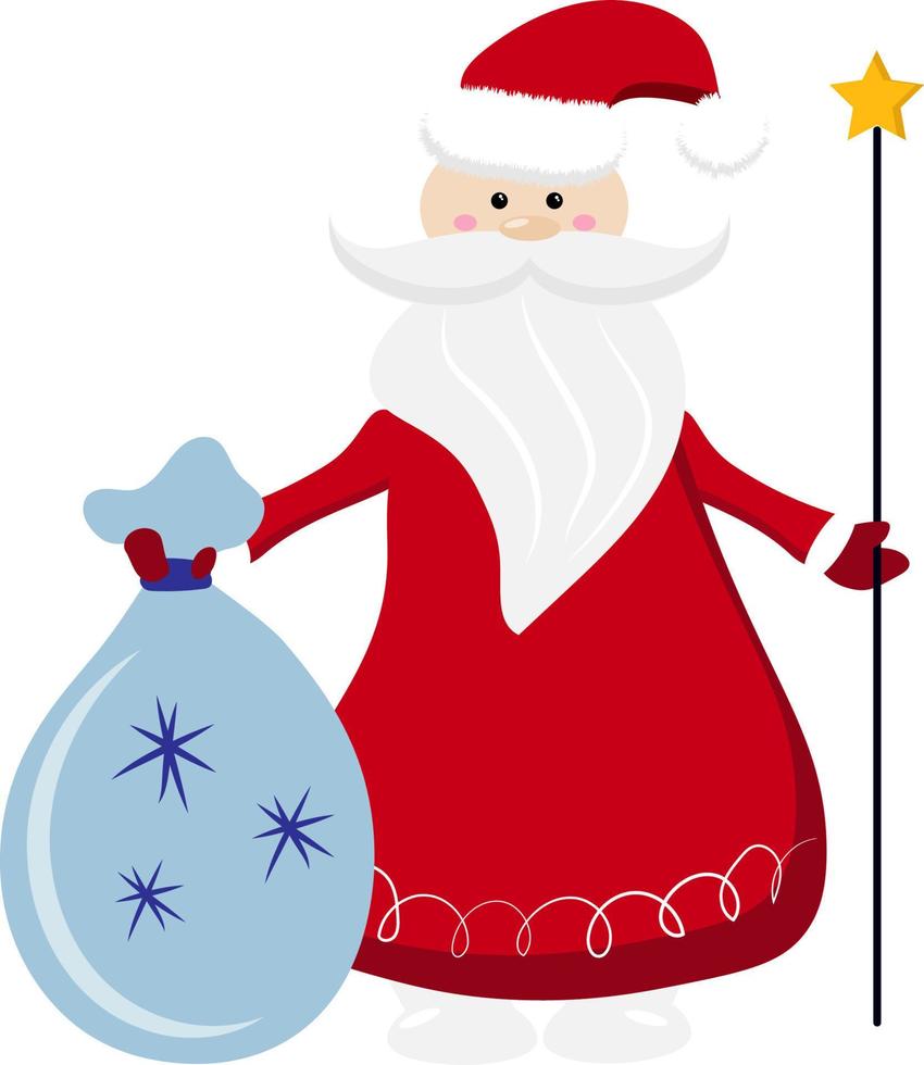 papa noel con bolsa vector