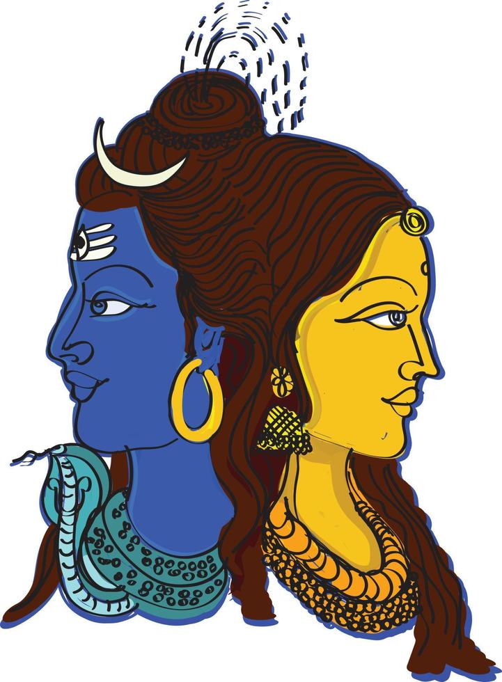 Lord Shiva and Parvati together Hindu Wedding Card Design Element vector