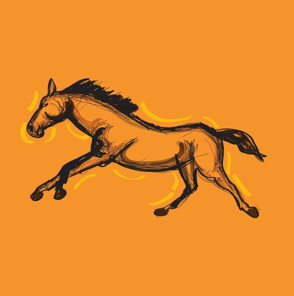 Ilustración de vector de boceto de caballo corriendo