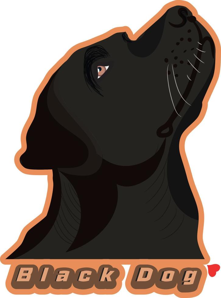 Portrait Of A Black Dog Looking Up vector