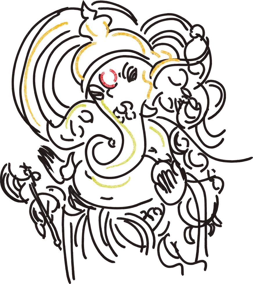 Lord ganesha abstract line art vector