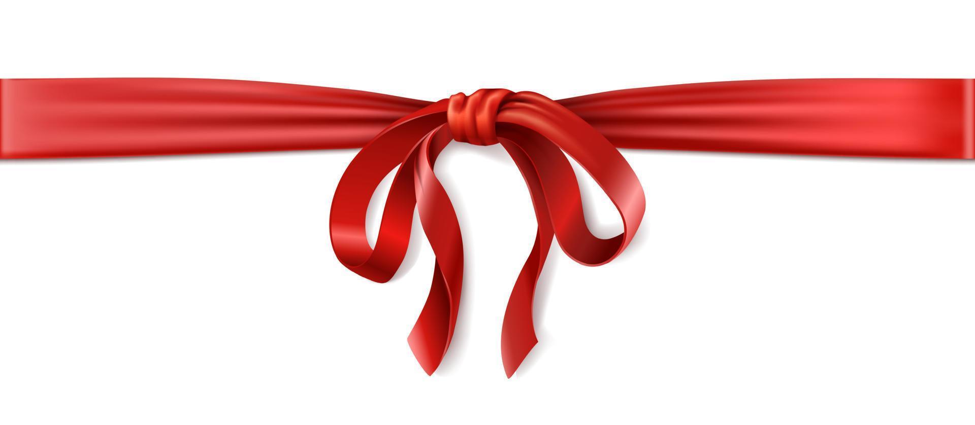 3d realistic icon. Horizontal red ribbon and a bow. vector