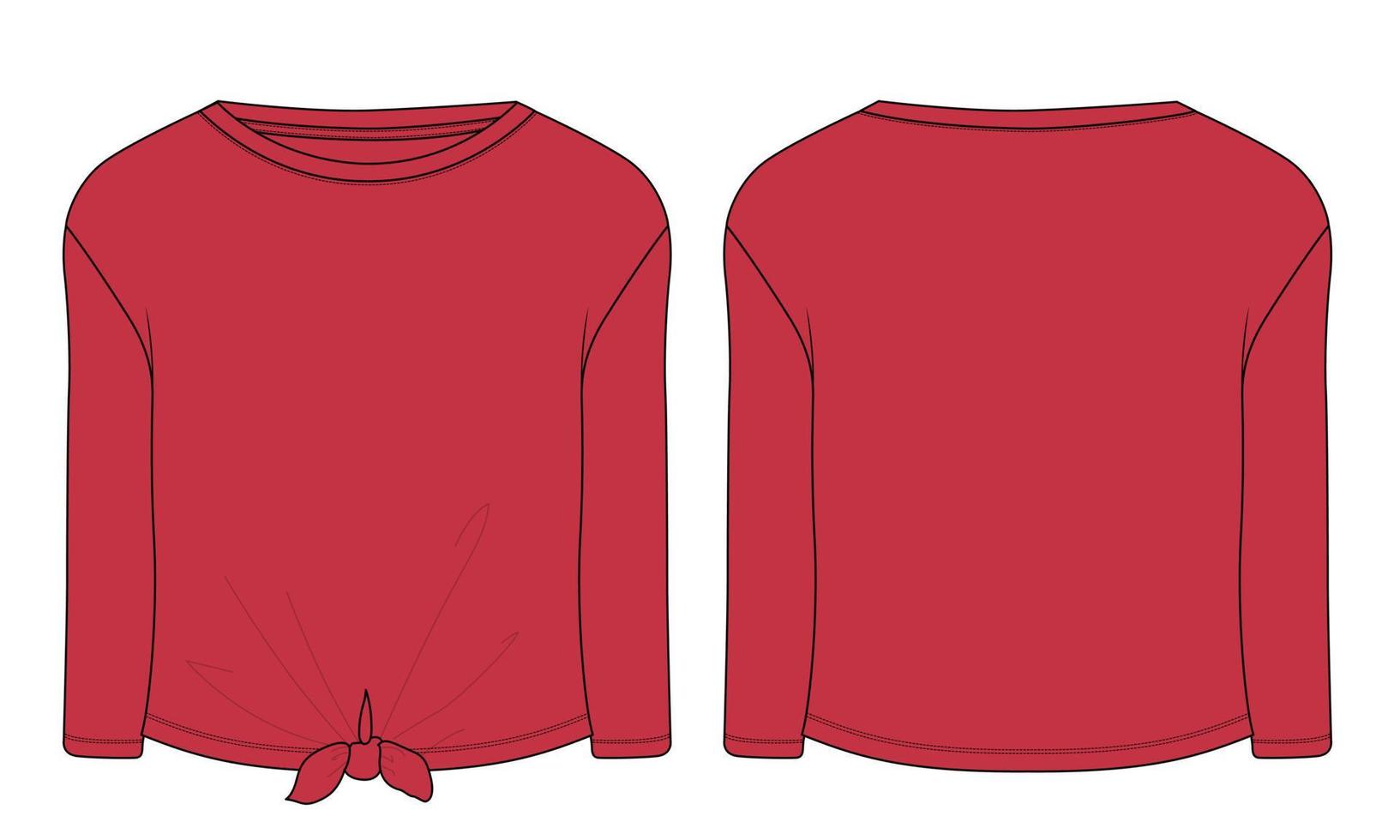 Long sleeve t shirt tops vector illustration template for ladies