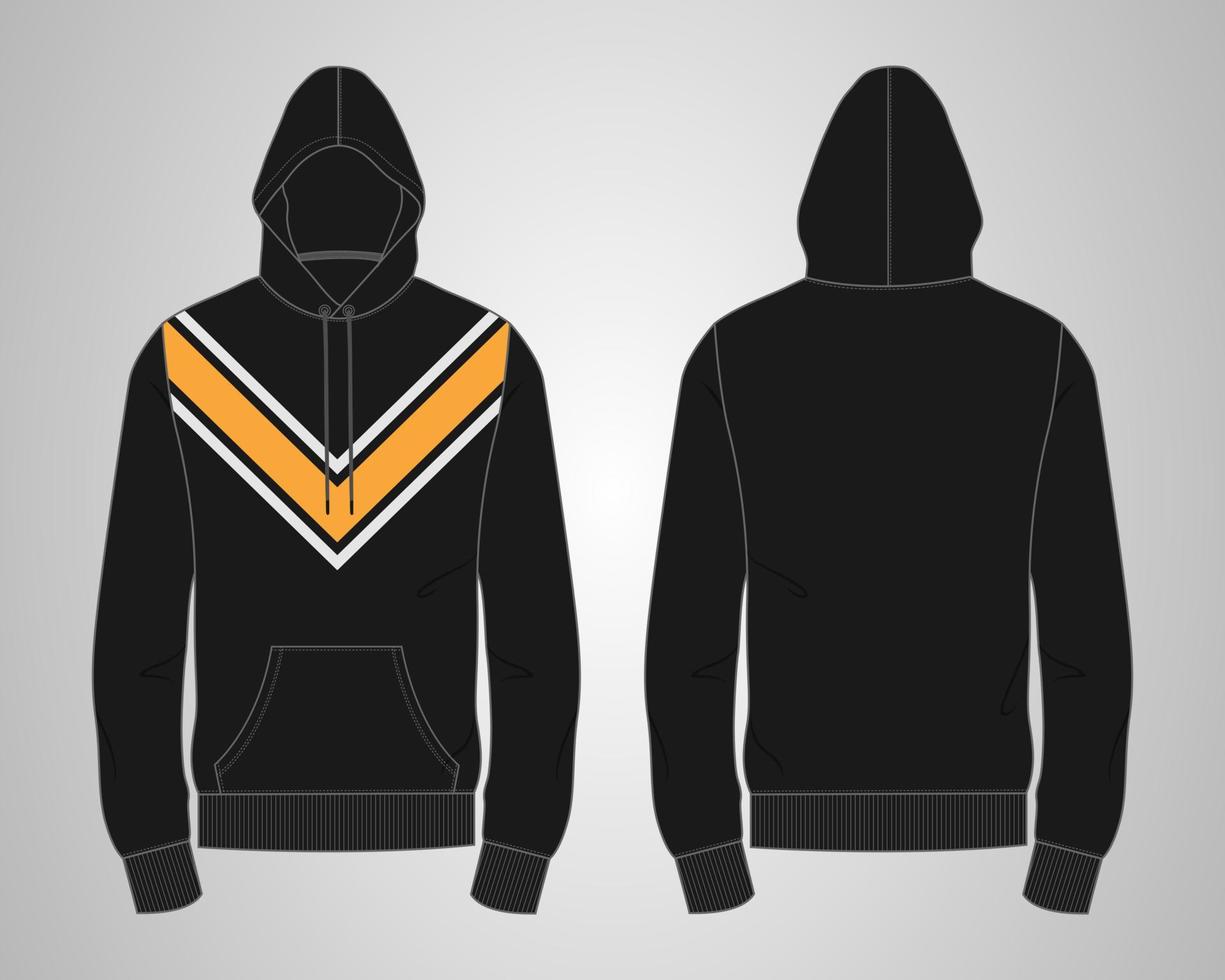 Long sleeve hoodie technical fashion flat sketch vector illustration template