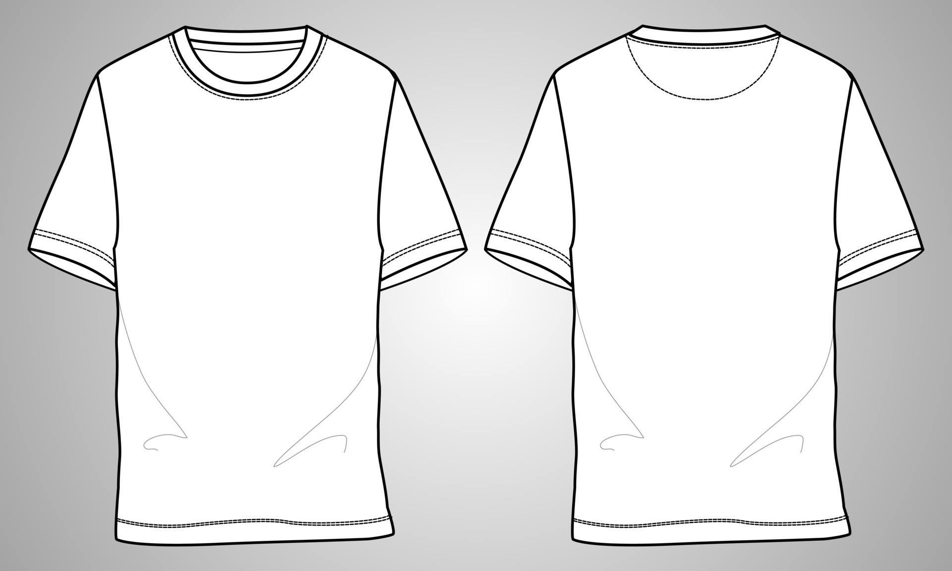 Short sleeve t shirt technical fashion flat sketch vector illustration ...