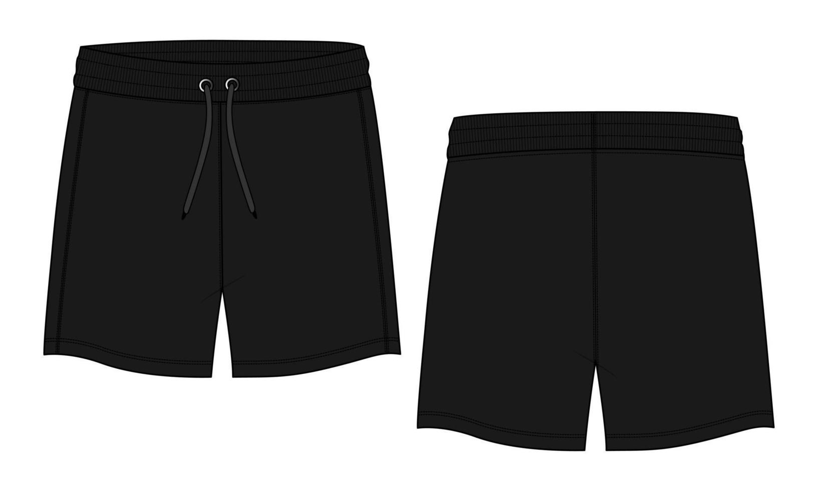 Boys Sweat Shorts pant Technical Drawing fashion flat sketch vector illustration template.