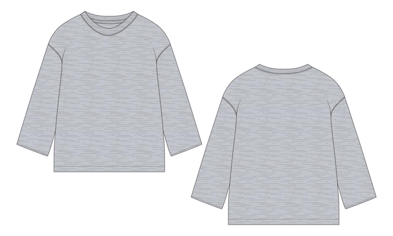 Cotton fleece jersey Long sleeve Sweatshirt Fashion Flat Sketch vector illustration template