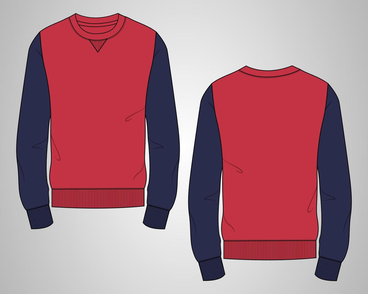 Long sleeve Sweatshirt technical fashion flat sketch vector illustration template