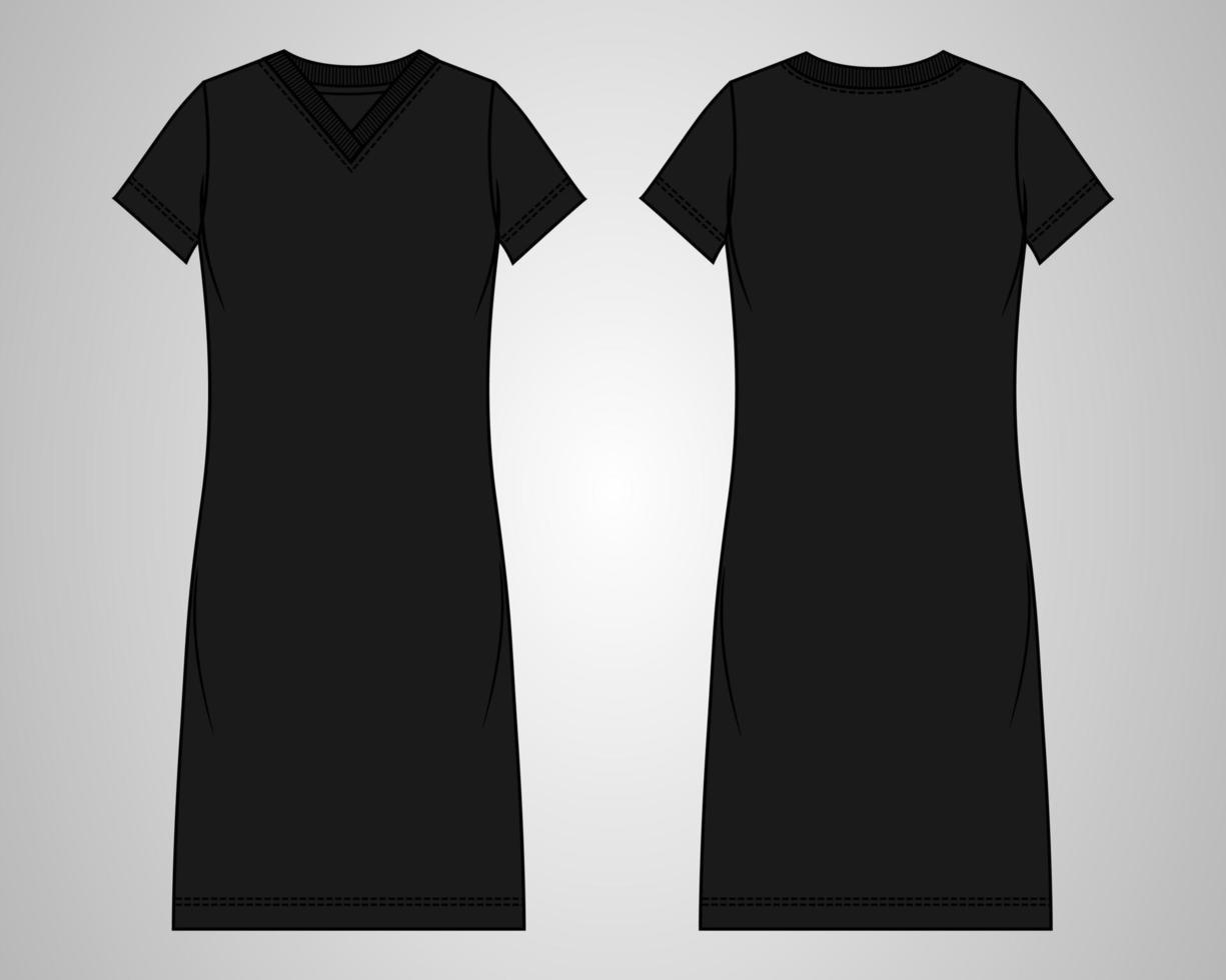 Long sleeve Slim fit knee length dress design vector illustration template for ladies.