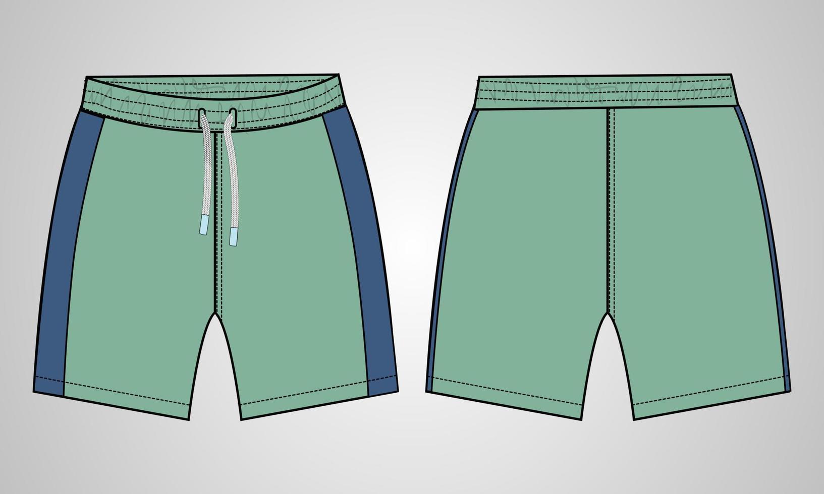 Shorts Pants technical fashion flat sketch vector illustration template