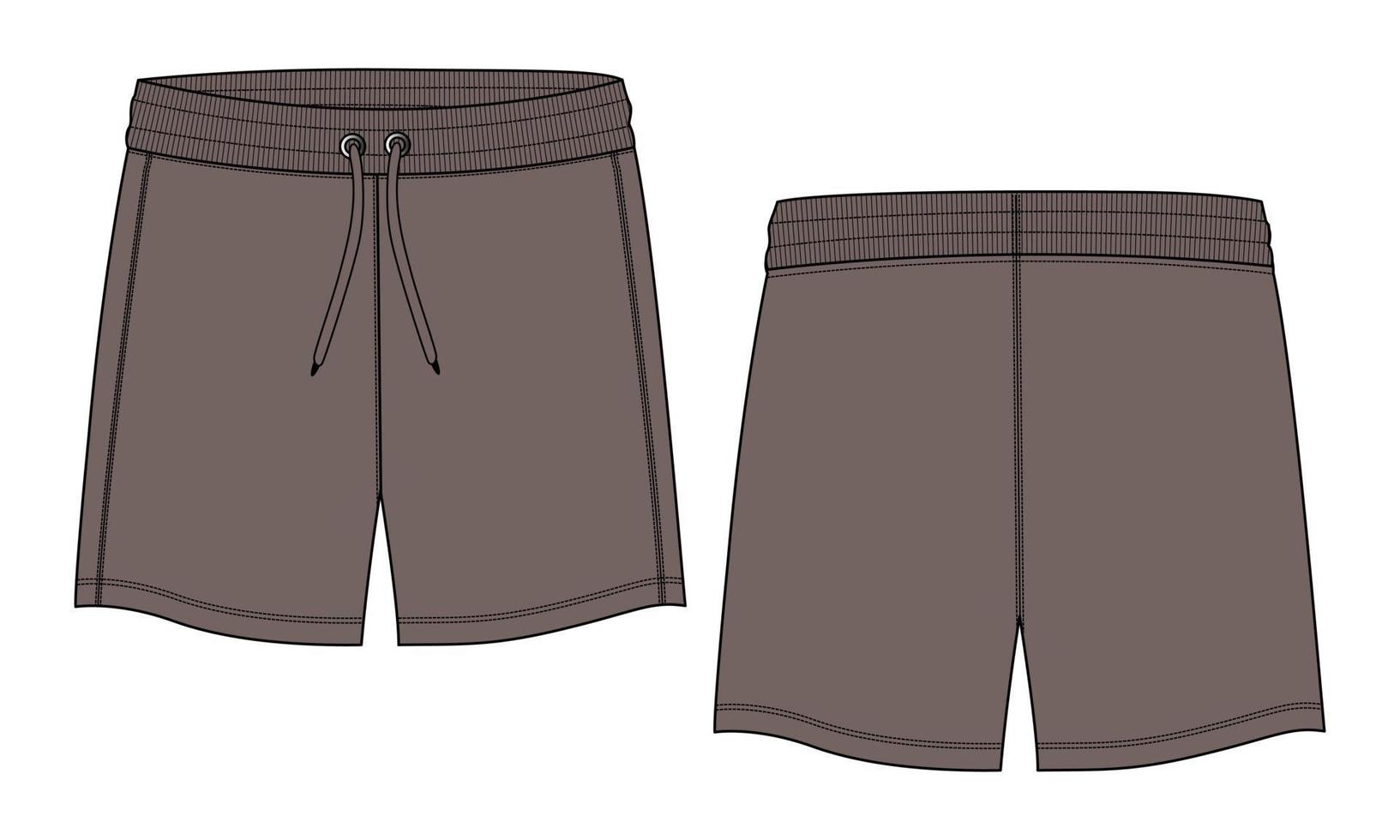 Boys Sweat Shorts pant Technical Drawing fashion flat sketch vector illustration template.