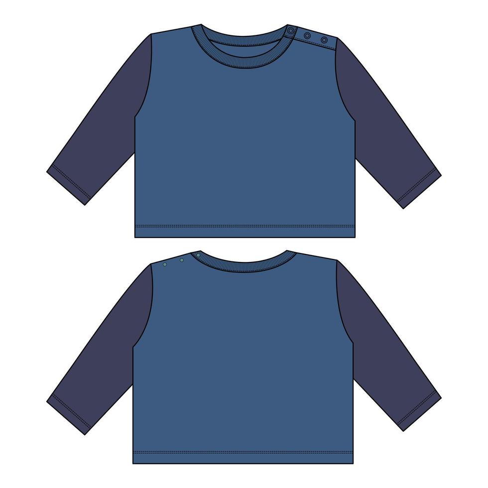 camiseta de manga larga de dos tonos de color, plantilla de ilustración vectorial para niños. vector