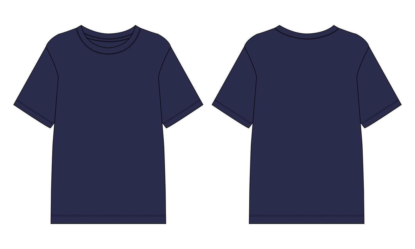 Short sleeve  T-shirt  technical fashion Flats Sketch Vector illustration Template For mens and boys.