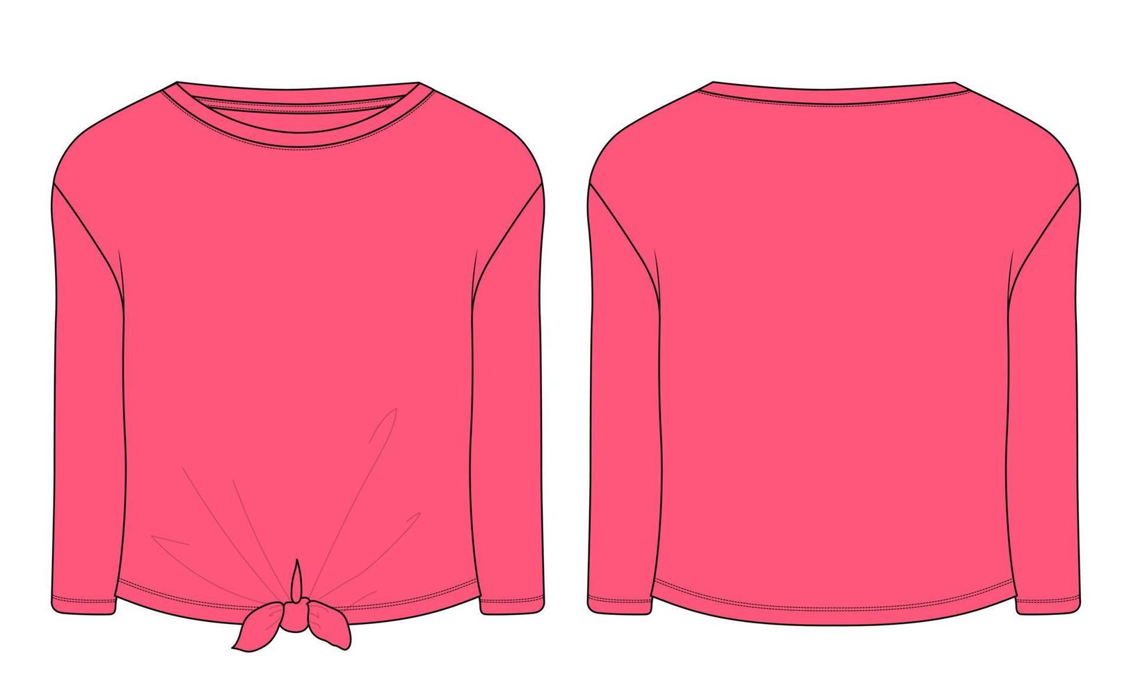 Long sleeve t shirt tops vector illustration template for ladies