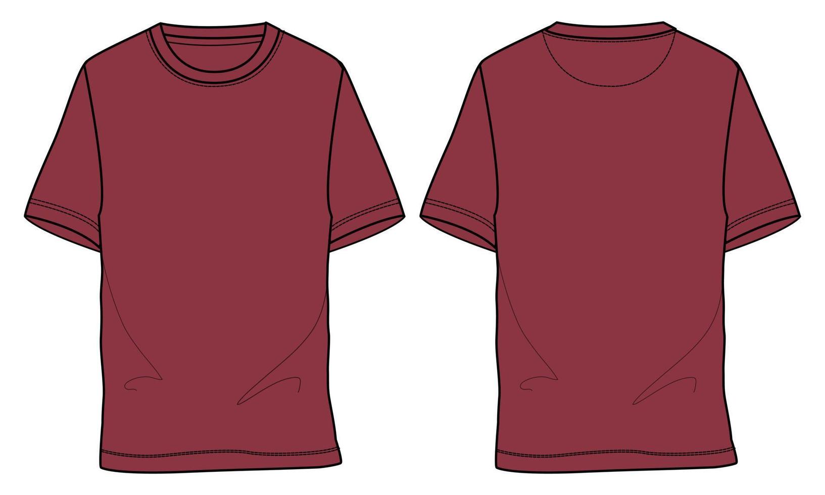 Camiseta de manga corta de gran tamaño, planos técnicos de moda, plantilla de ilustración vectorial de boceto para hombres y niños. vector