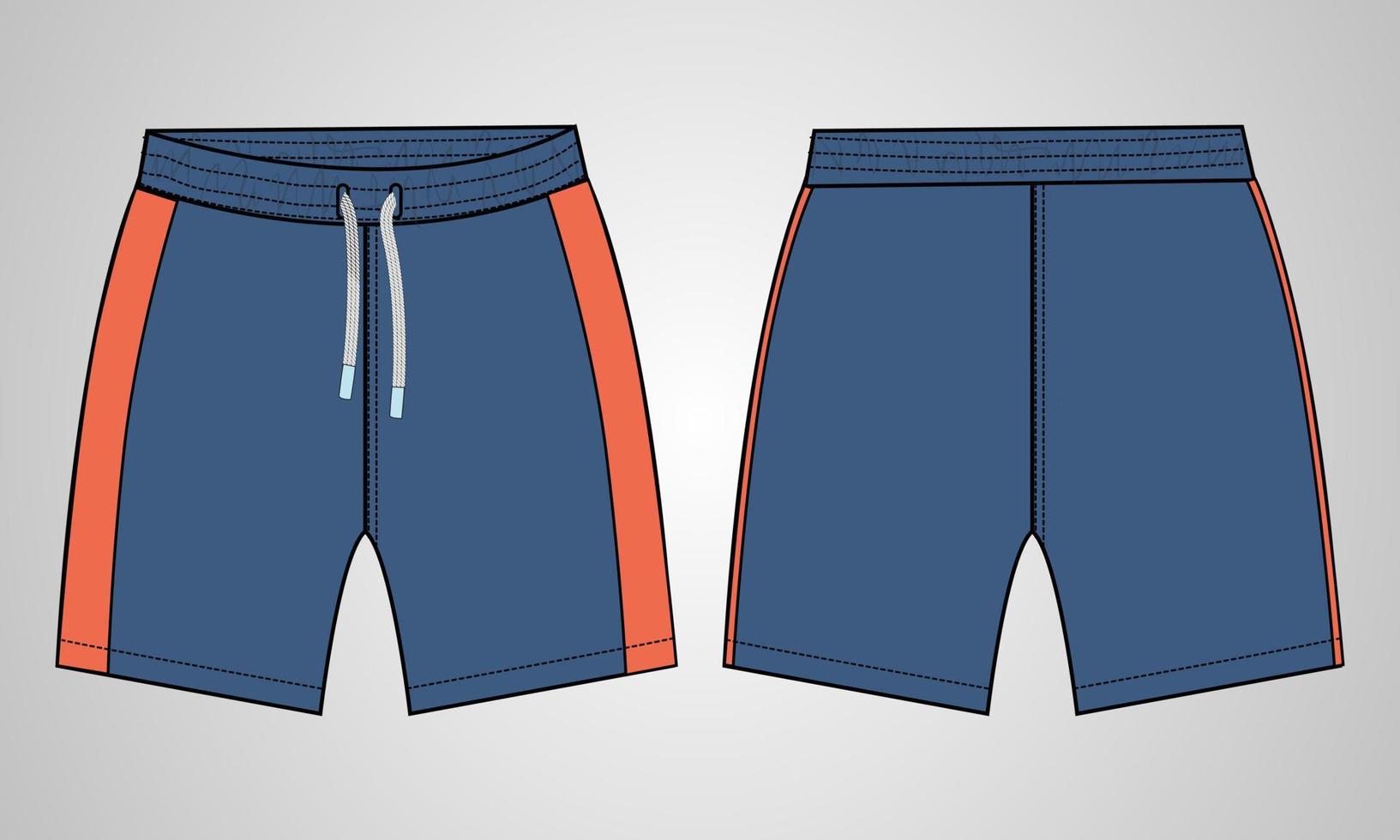 pantalones cortos técnica moda boceto plano vector ilustración plantilla