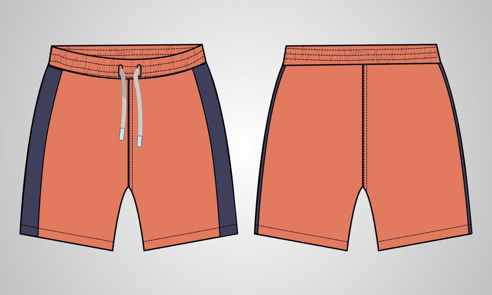 Shorts Pants technical fashion flat sketch vector illustration template