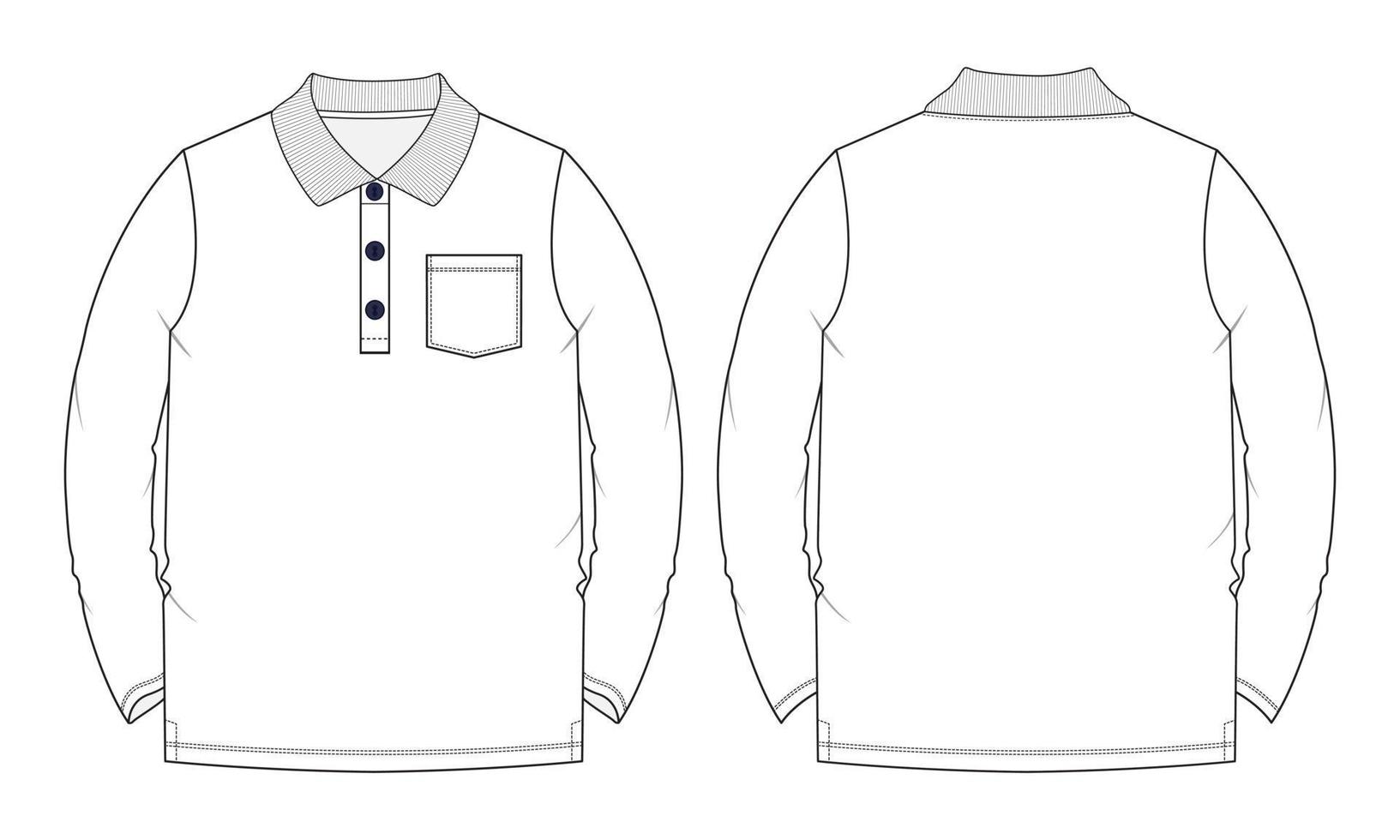 plantilla de ilustración de vector de camisa de polo de manga larga