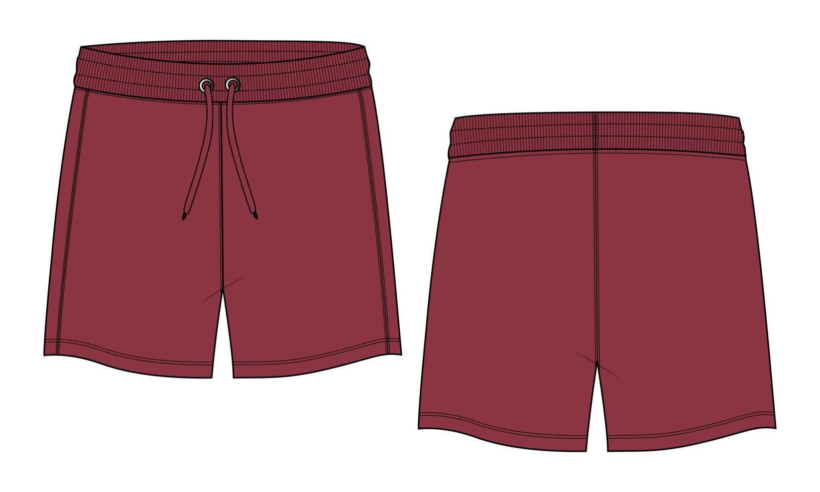 Boys Sweat Shorts pant Technical Drawing fashion flat sketch vector illustration template.