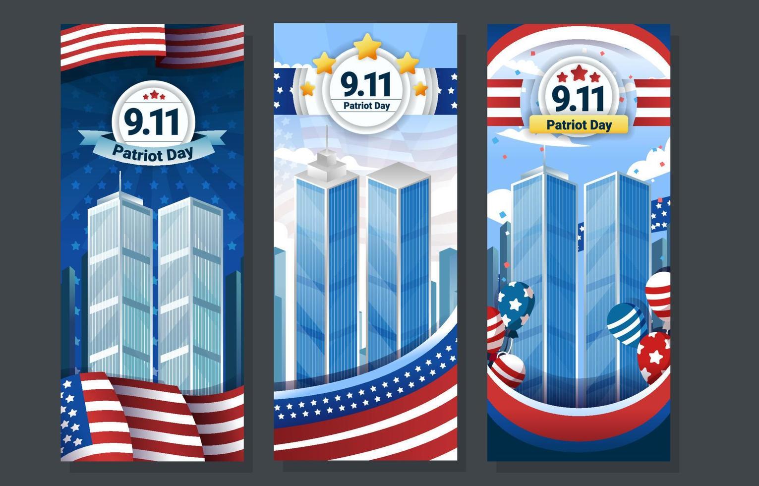 Patriot Day Twin Tower World Trade Celebration Banner vector