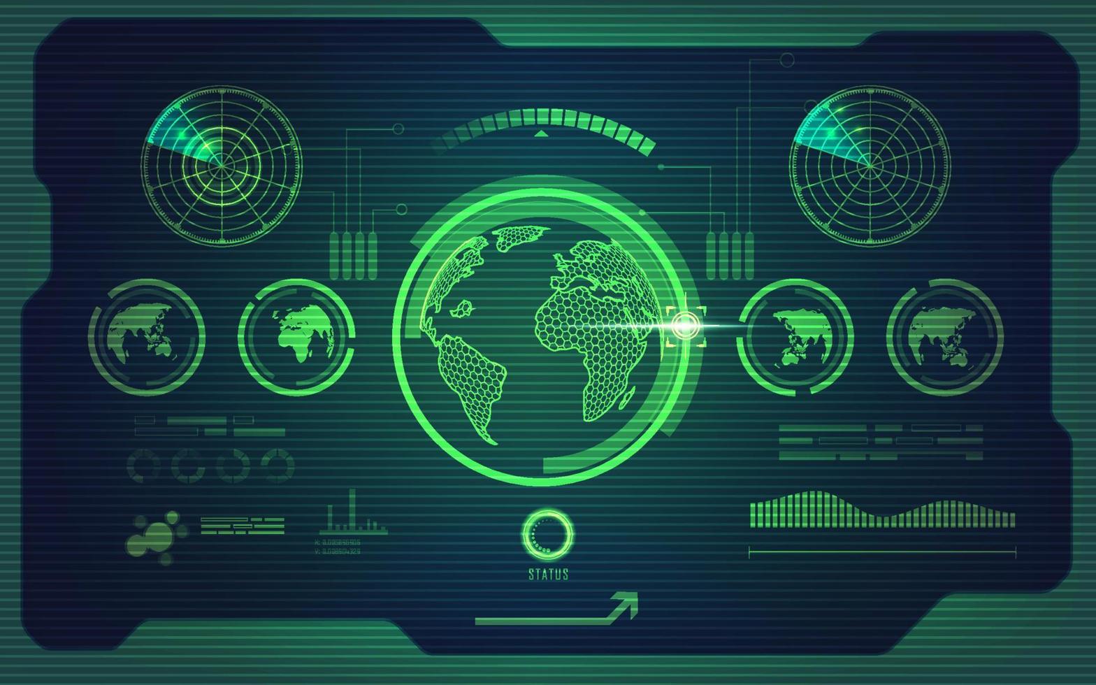 globe radar interface vector