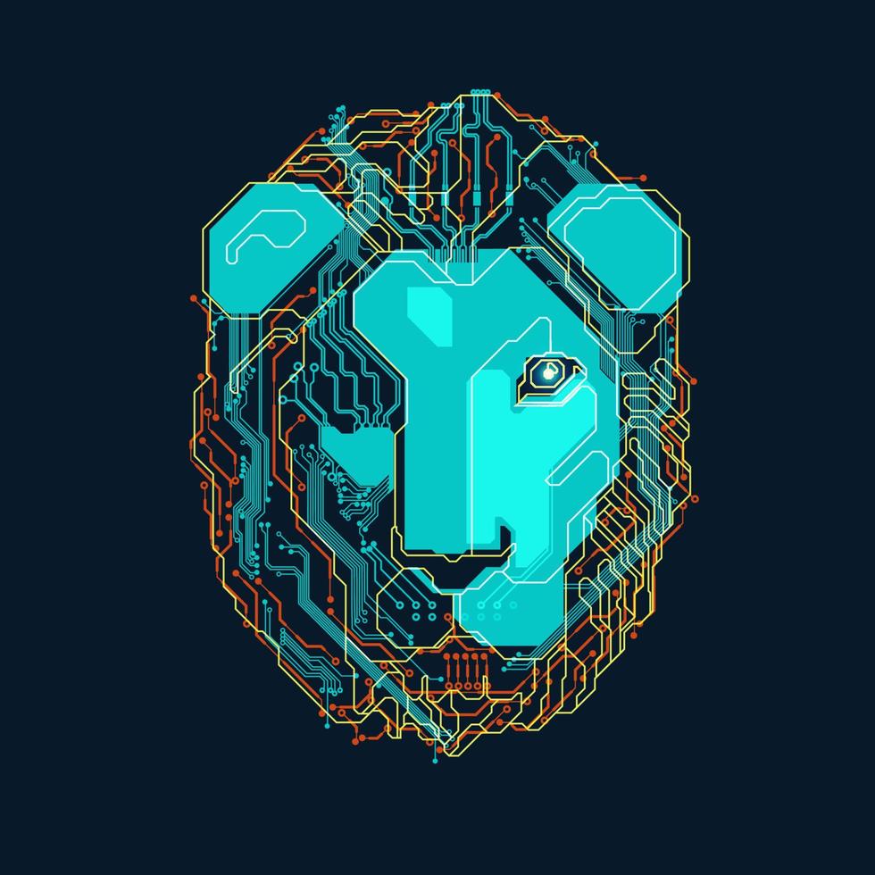 electronic pattern lion vector