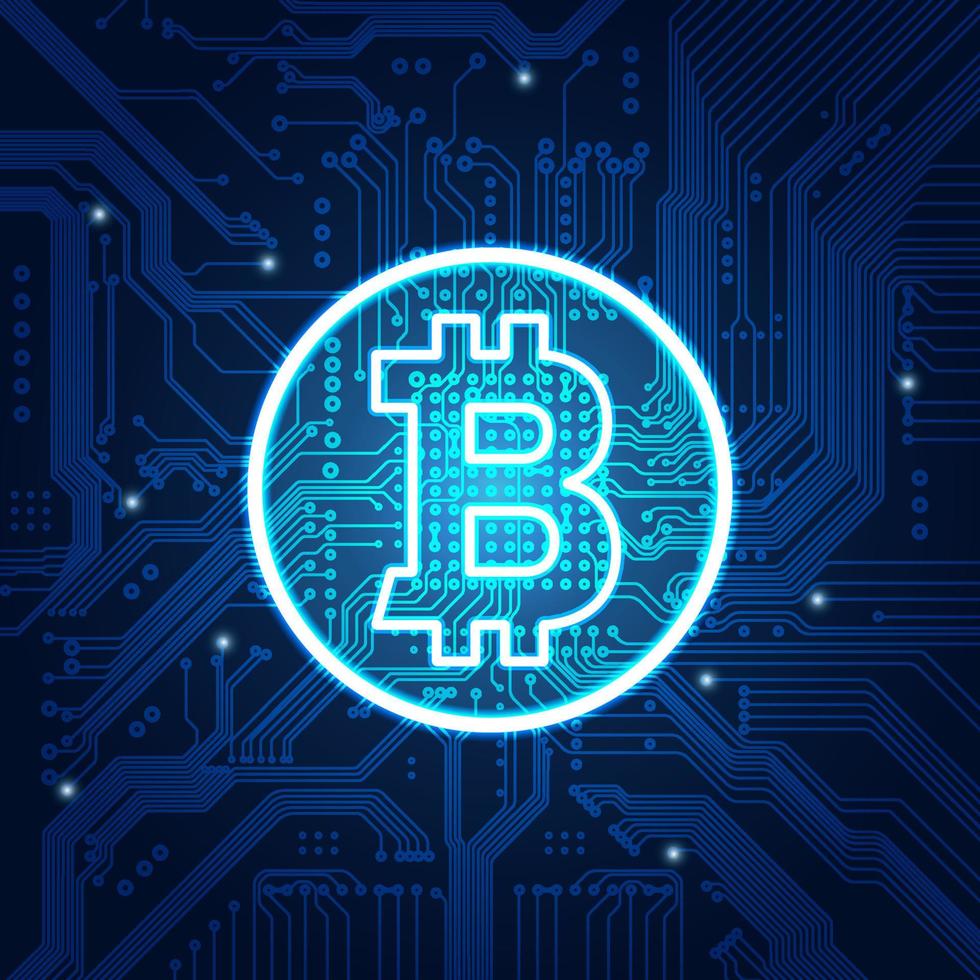 blue bitcoin electronic vector