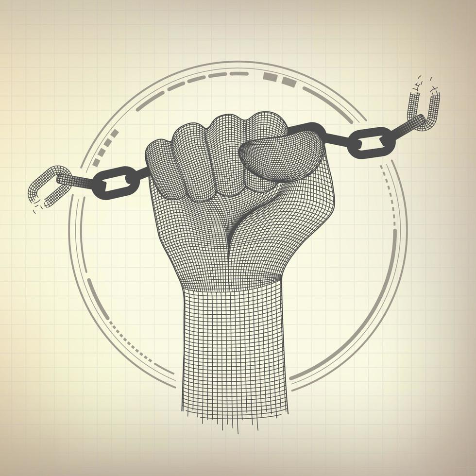 wireframe fist revolution vector