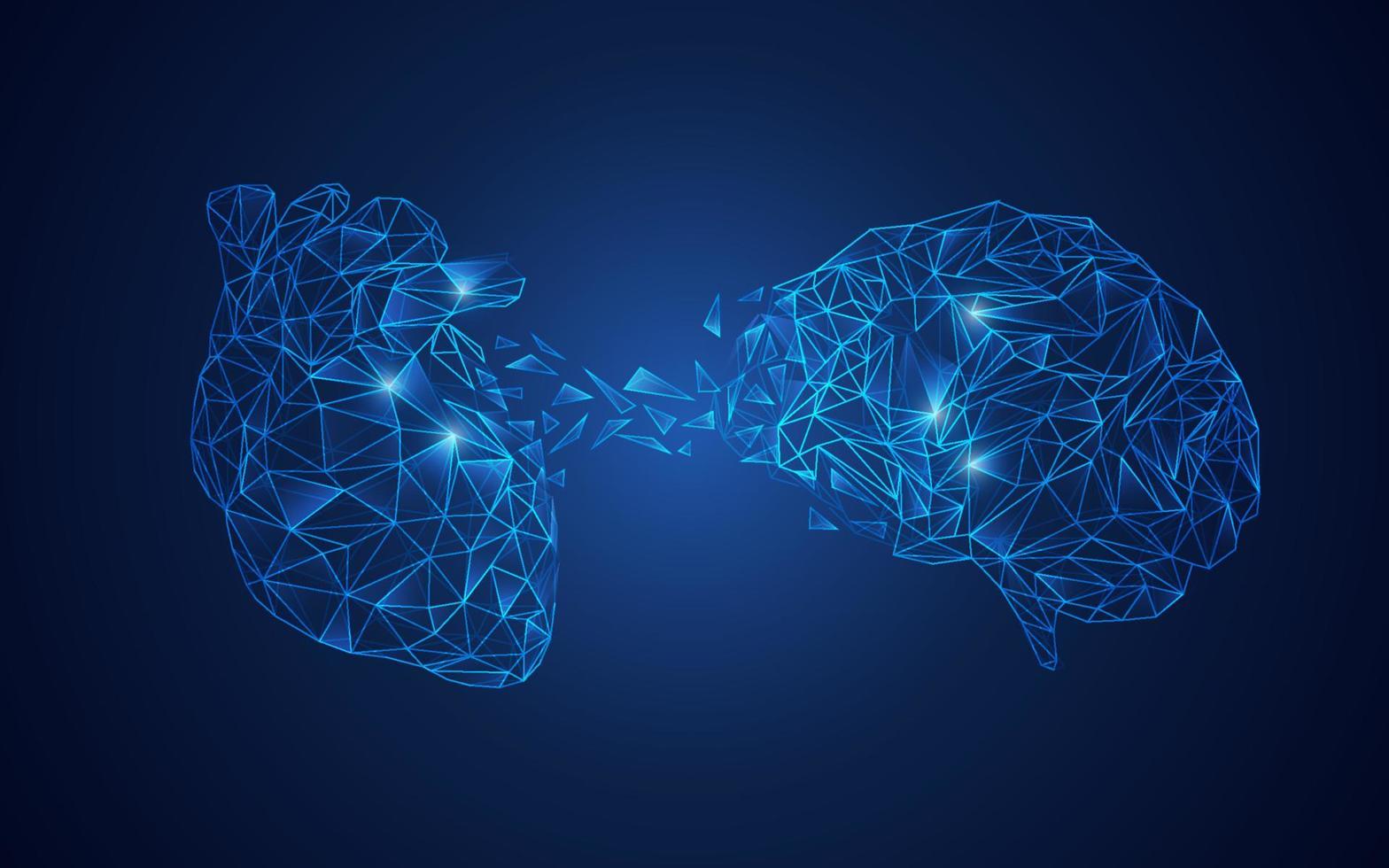 polygon heart brain vector