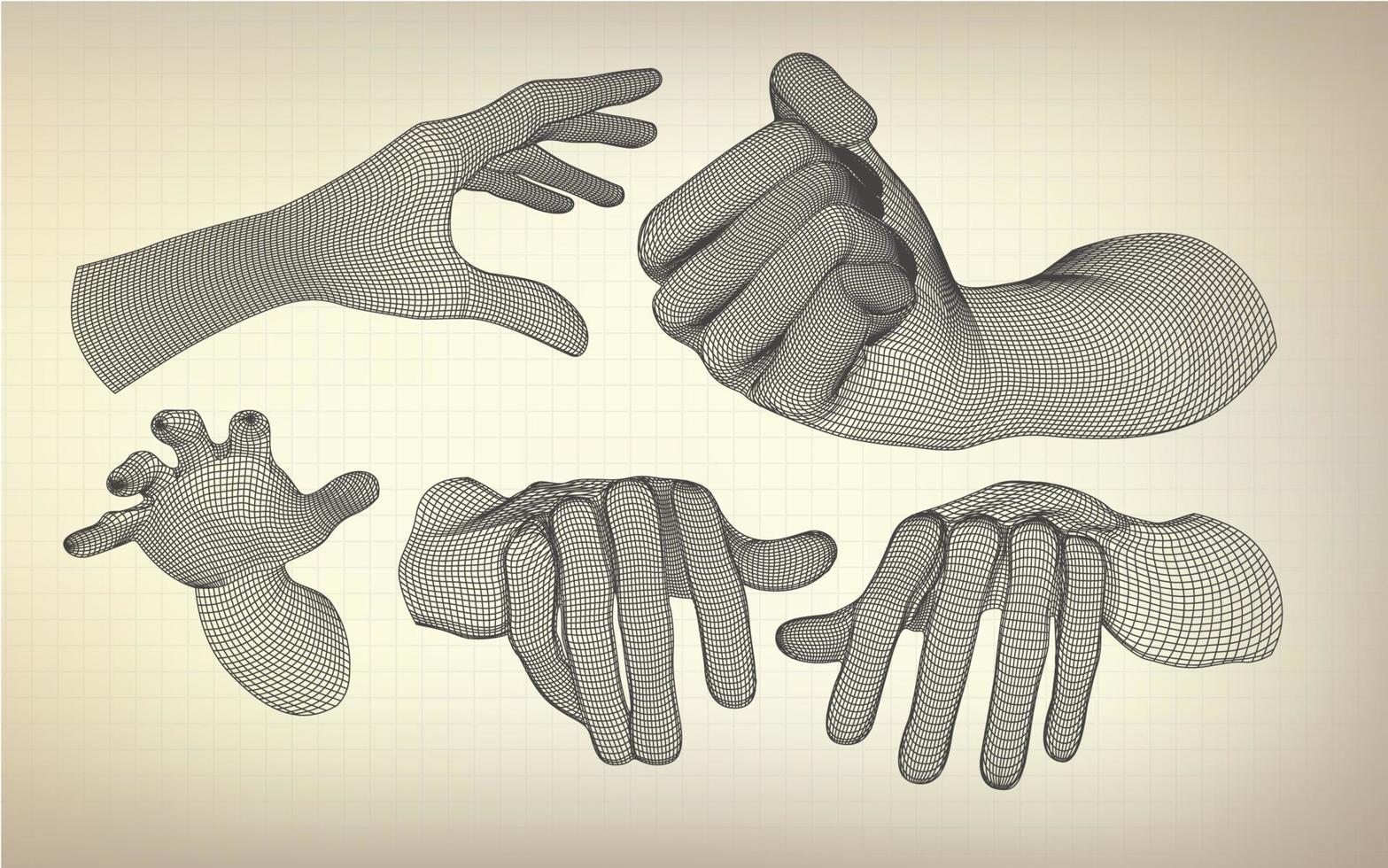 wireframe hand objects vector